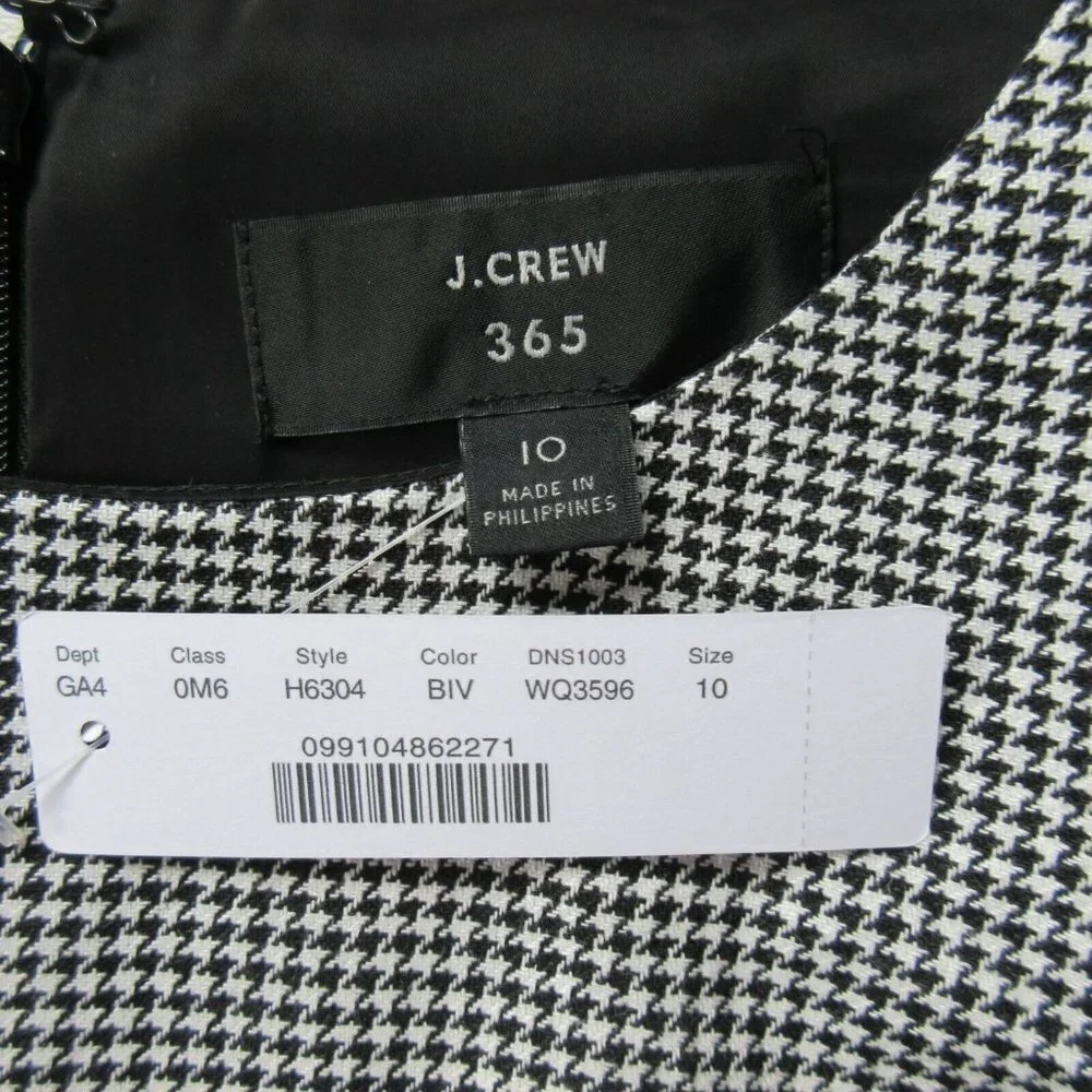 NWT J.Crew 365 Tie Front Sheath in Mini Houndstooth Linen Blend Dress 10 $188